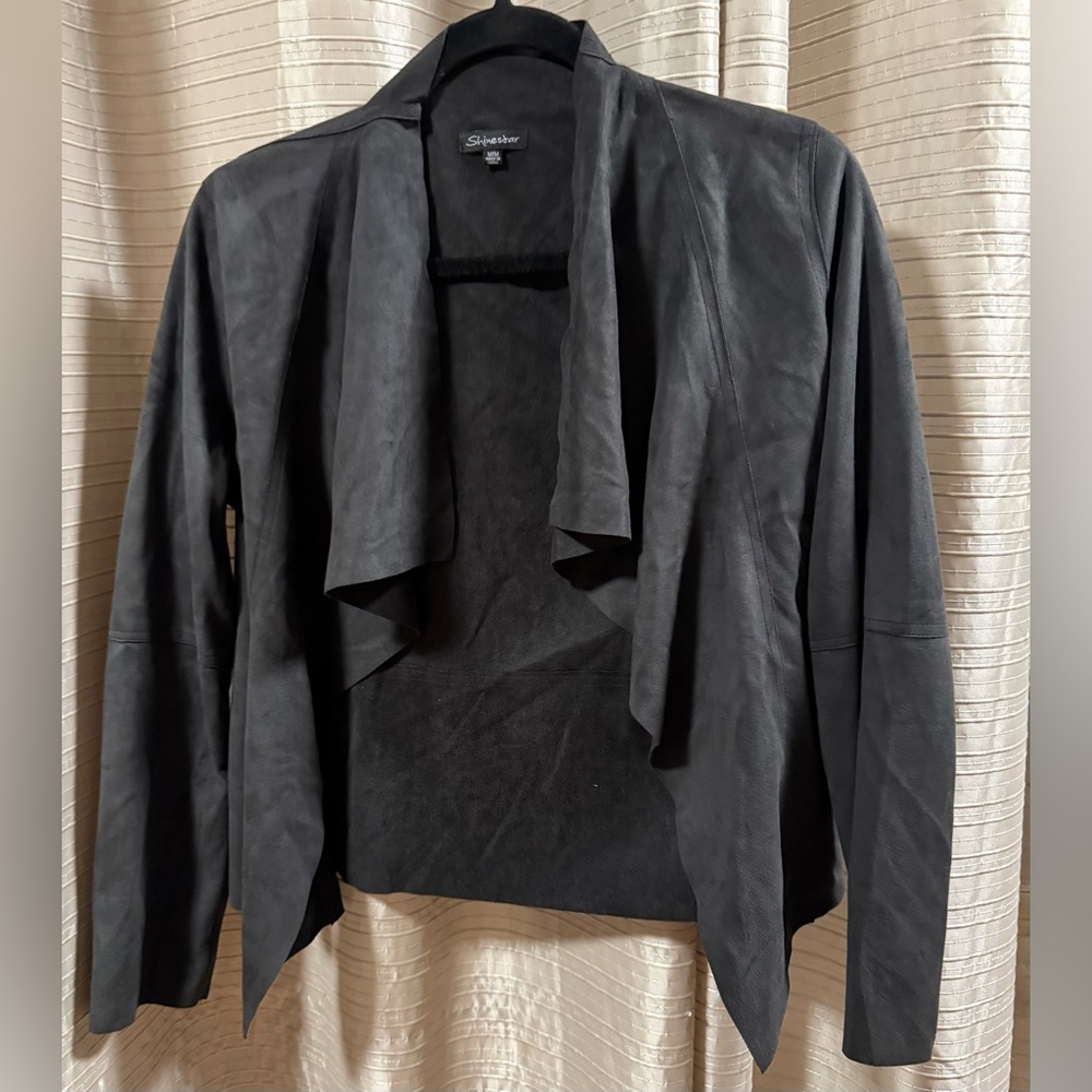 Black Draped Open-Front Jacket